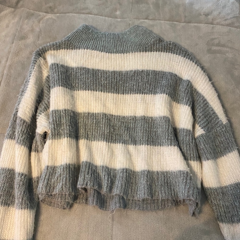 Blue and white semi cropped sweater